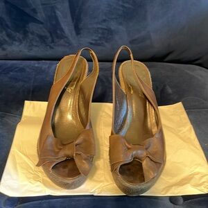 Brown bow tie wedges